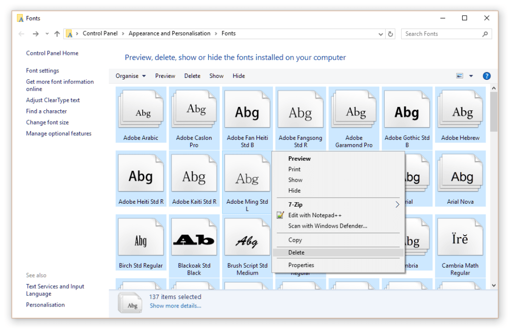 install arabic font windows 10